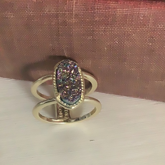 Kendra Scott NWOT Elyse Muti-Colored Drusy Ring. Gold - Picture 8 of 8